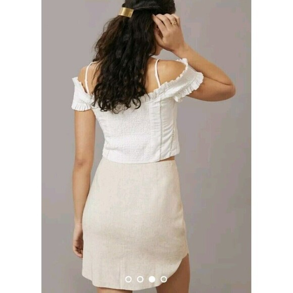 Anthropologie Sunday In Brooklyn Linen Mini Skirt Beige Size Small - Picture 3 of 10